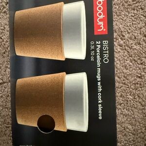 Bodum Bistro White Porcelain Mugs with Cork Sleeve